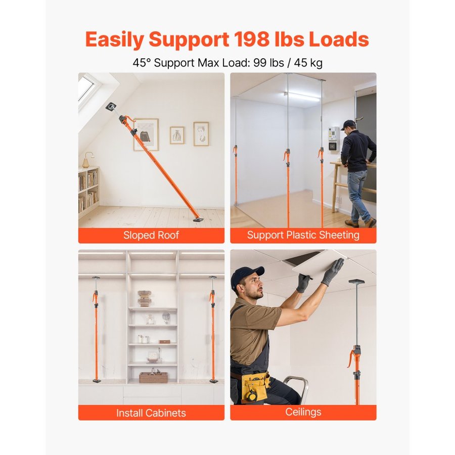 VEVOR Cabinet Support Pole – 49.2–114.6 inch, 4-Pack