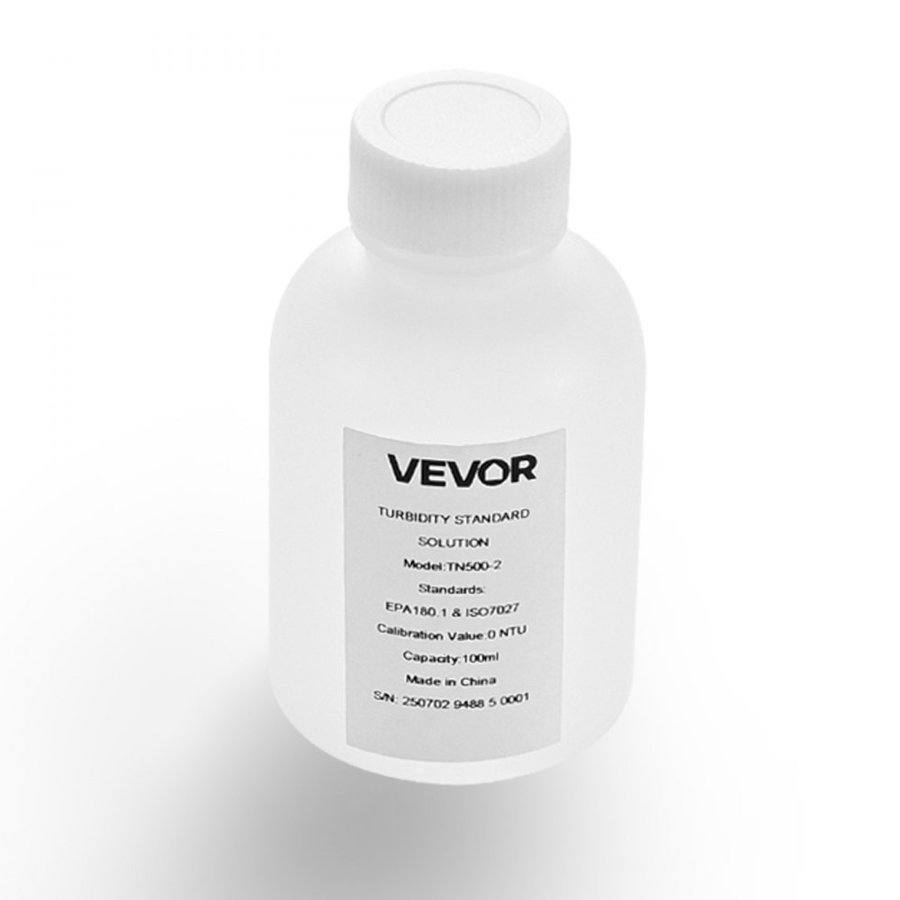 VEVOR Turbidity Calibration Solution, 0 NTU, 100 ml Capacity, Standard Turbidity Solution Refill for Turbiditymeter, Zero-drift for Stable Concentration, Ready to Use, for Both White and Red Light