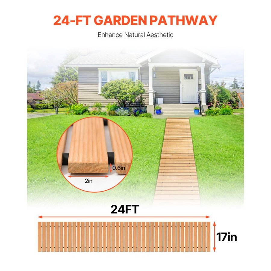 VEVOR Bois Pour Pathway – 24 ft L x 17 in W, Non-Slip