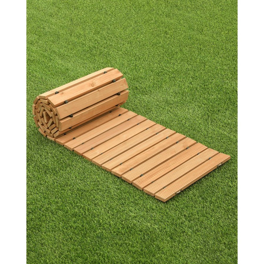 VEVOR Wooden Garden Pathway, 8 ft L x 17 in W, Non-Slip Straight Garden Walkway, Roll Out Cedar Outdoor Walkway Path with Wire Rope Connection, Decorative Garden Paver for Backyard Wedding Party