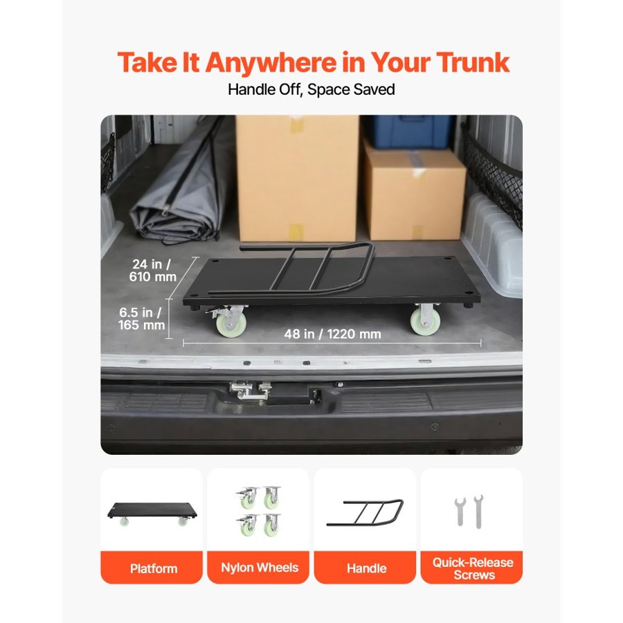 VEVOR Heavy Duty Platform Truck – 48×24 in Steel Flatbed