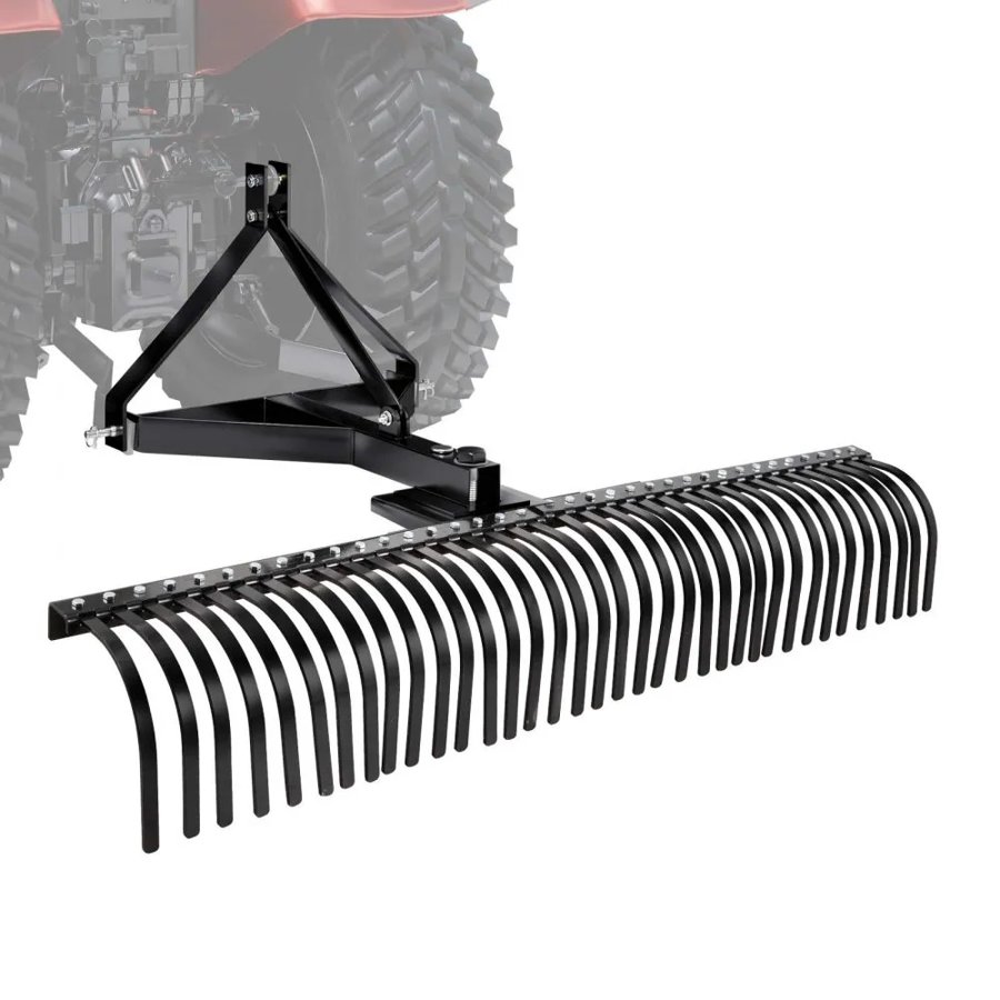 VEVOR Tow Behind Dethatcher, 183 cm Tow Dethatcher with 36 Steel Tines, 3-Point Lawn Dethatchers Rake with Attachments for Tractor, Landscape Rake for Garden, Farm, Grass