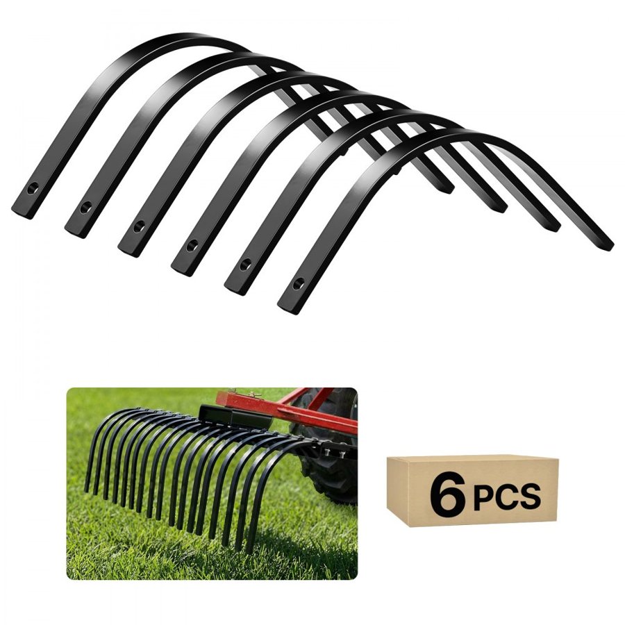 VEVOR Rock Rake Tines, 6 Pack 1" x 5/16" Bolt-Mount Landscape Rake Tines Replacement, One Bolt Hole, High-strength & Heat-treated Steel Gravel Rakes Tine Replacement Parts