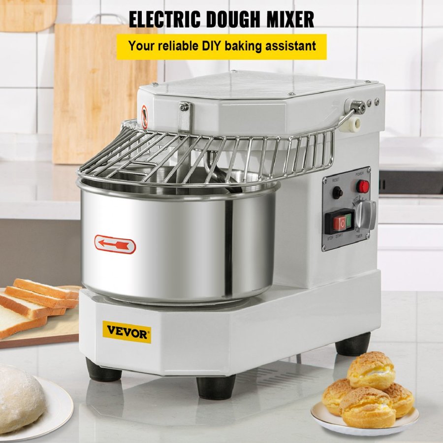 VEVOR Commercial Dough Food Mixer Spiral Dough Mixer w/ 8 L Stainless Steel Bowl
