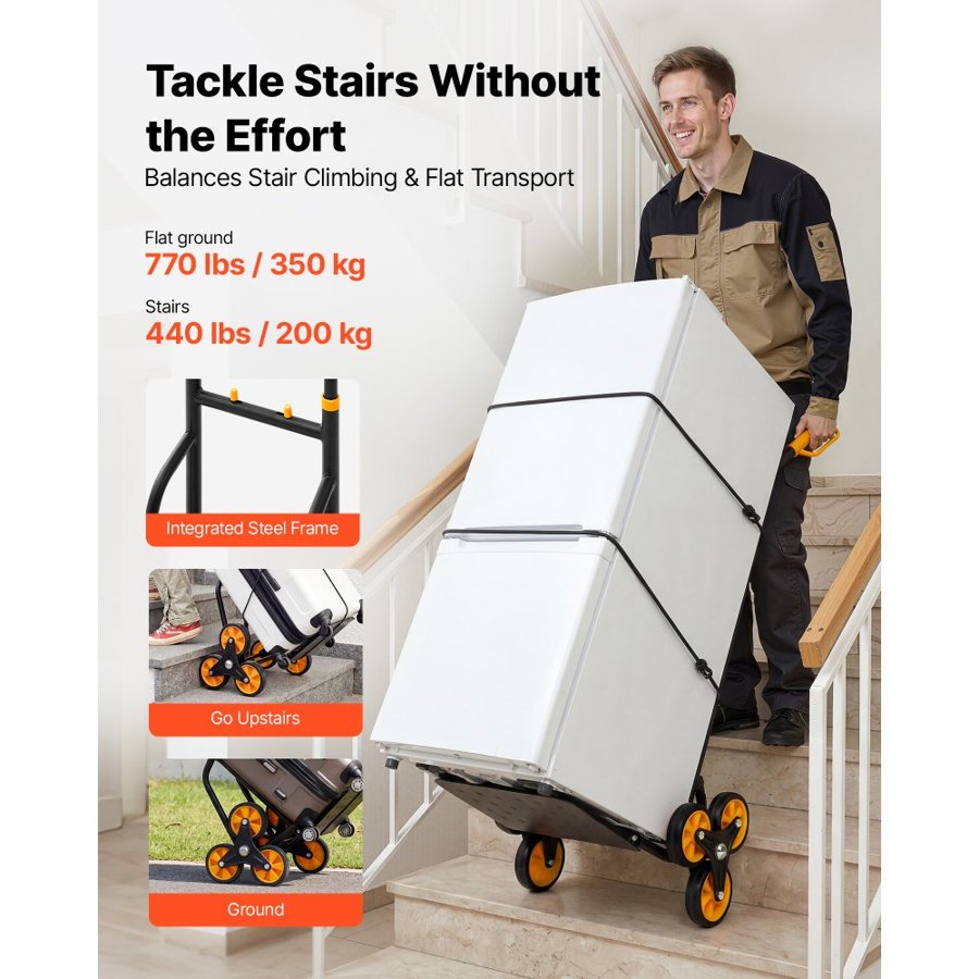 VEVOR Stair Climbing Folding Cart – 440 lbs, 6 Wheels