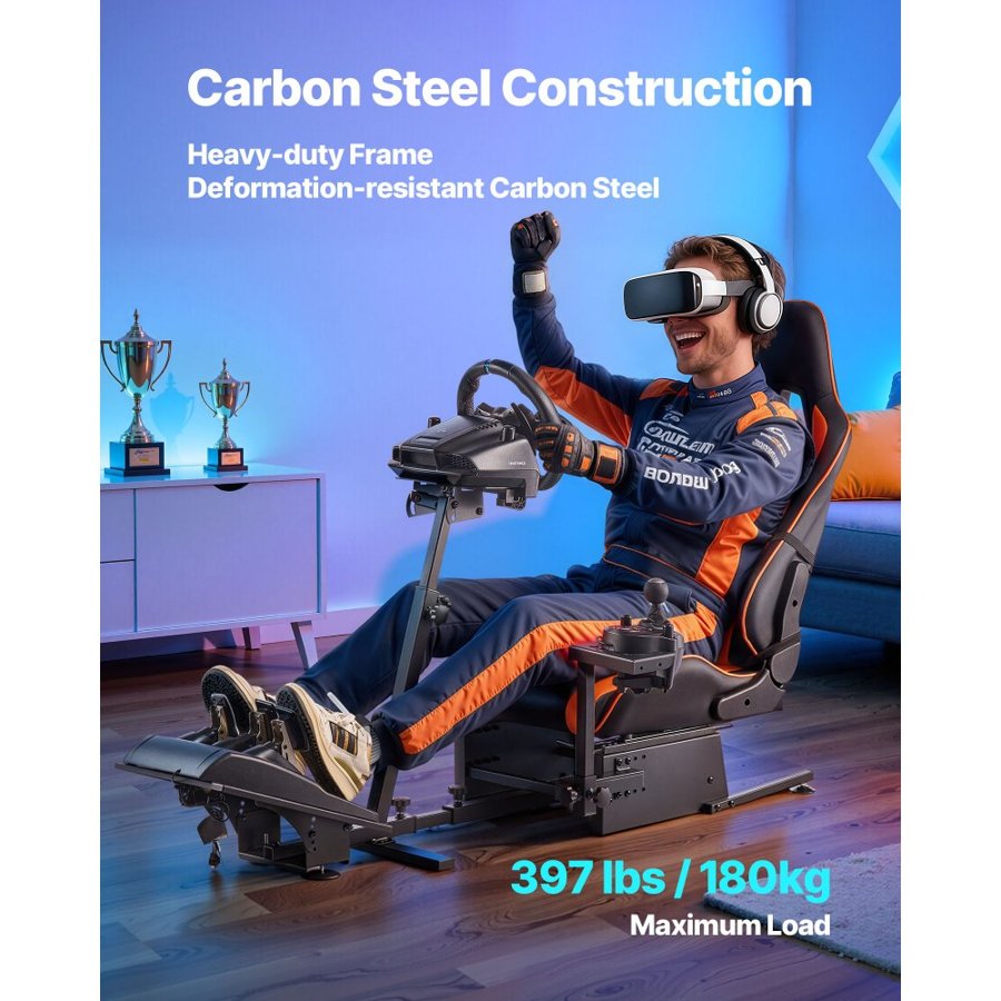 VEVOR Racing Wheel Stand, Heavy-Duty Simulator Cockpit Steering Wheel Stand, Fit Logitech G25, G27, G29, G920, G923, Thrustmaster T300RS, TX F458, T500RS, T3PA-PRO (F1/GT) and CSR Pedals