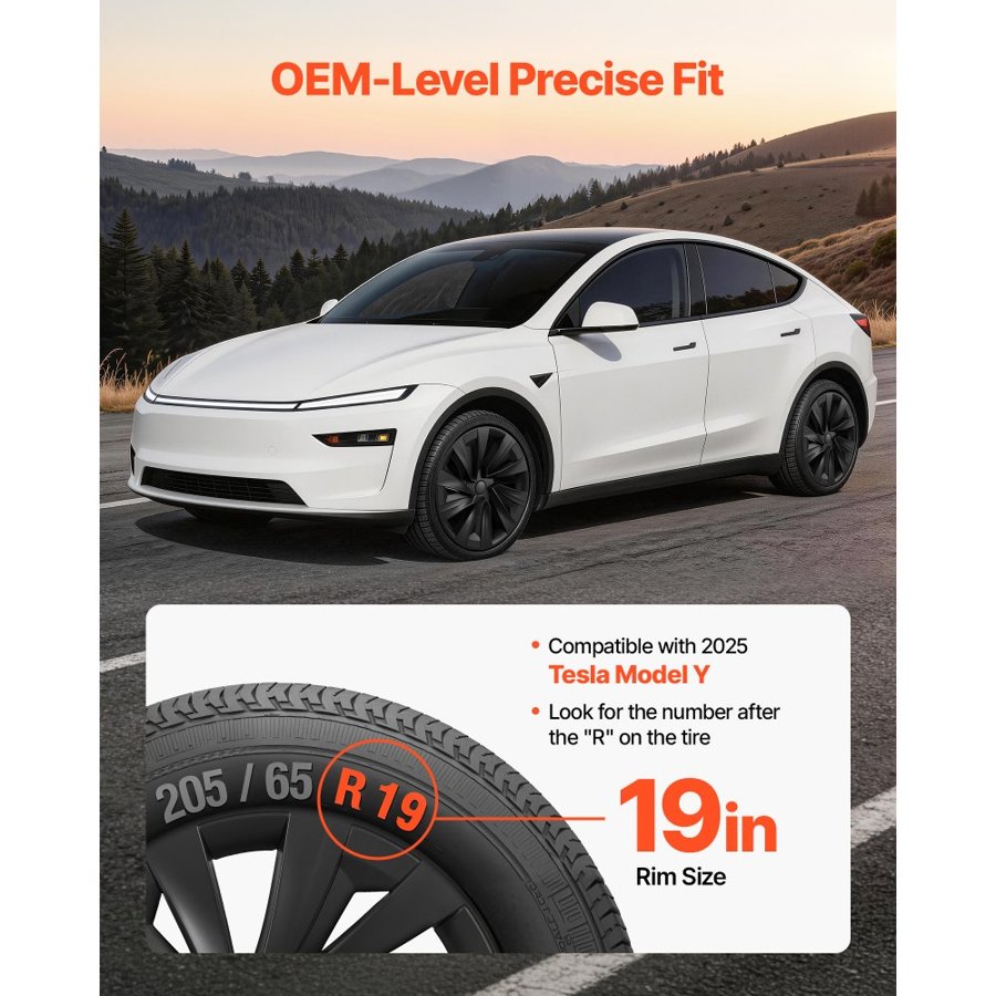 VEVOR Tesla Model Y Wheel Covers – 19 in, Set of 4, 10-Spoke