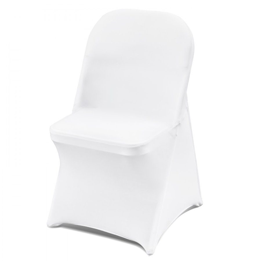 VEVOR Stretch Spandex Folding Chair Covers, Universal Fitted Chair Cover, Removable Washable Protective Slipcovers, for Wedding, Holiday, Banquet, Party, Celebration, Dining (12PCS White)
