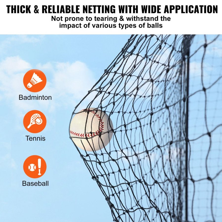 VEVOR Baseball Batting Netting, Professional Softball Baseball Batting Hitting Training Net, Practice Portable Pitching Cage Net with Door & Carry Bag, Heavy Duty Enclosed PE Netting, 70FT (NET ONLY)