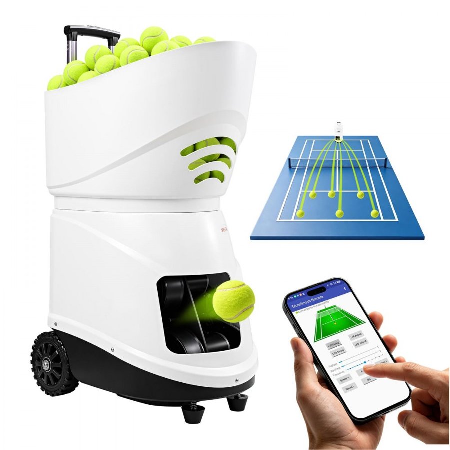 VEVOR Auto Tennis Ball Machine – 80MPH Speed, 150 Balls