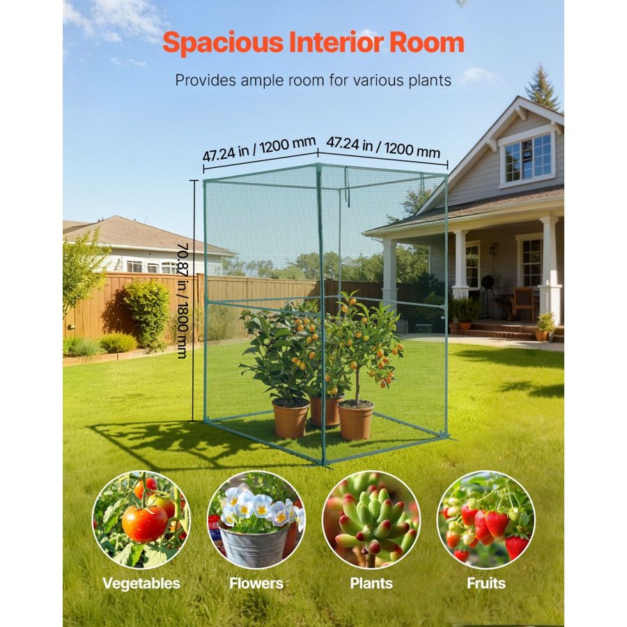 VEVOR Tall Crop Cage – Zippered Door, 3.9×3.9×5.9 ft