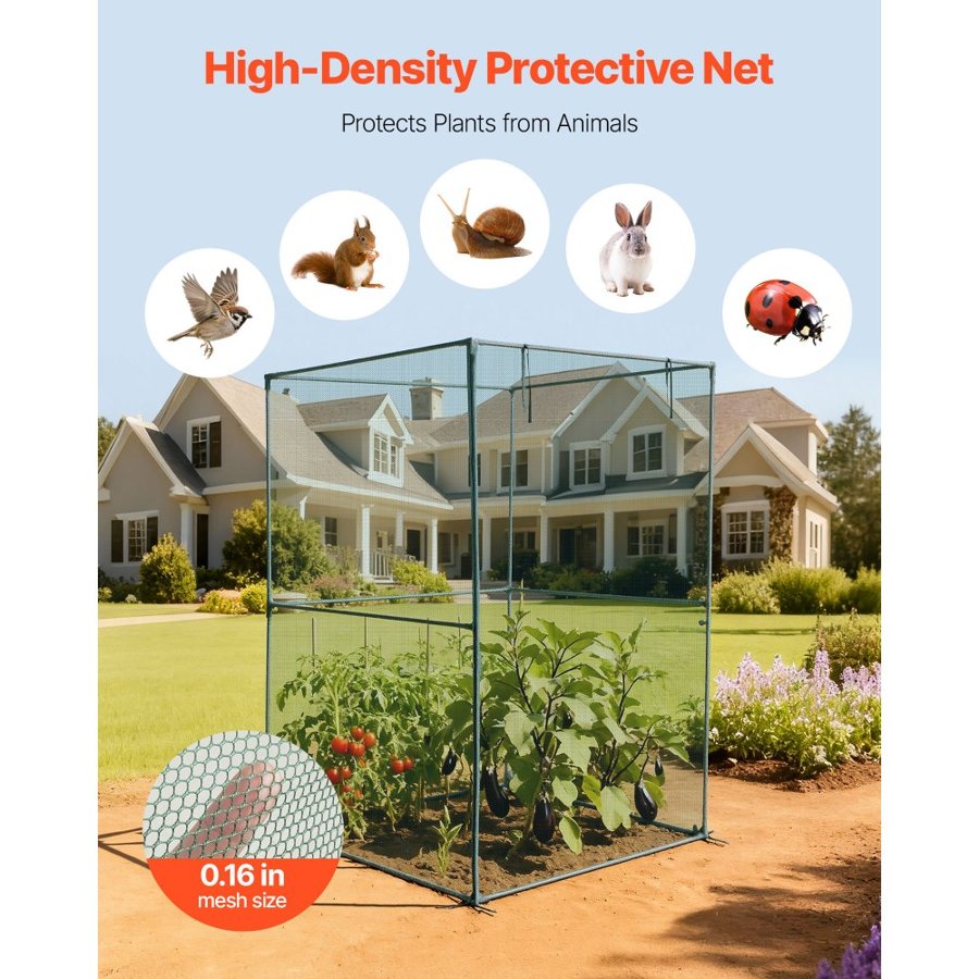 VEVOR Tall Crop Cage – Zippered Door, 3.9×3.9×5.9 ft