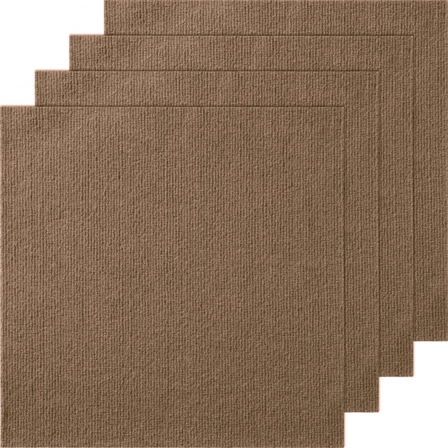 VEVOR Carpet Tiles Peel and Stick, 18” x 18” Squares Self Adhesive Carpet Floor Tile, Soft Padded Carpet Tiles, Easy Install DIY for Bedroom Living Room Indoor Outdoor (10 Tiles, Dark Brown)