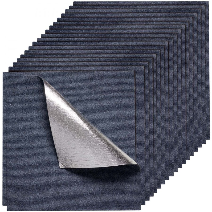 VEVOR Carpet Tiles 610x610 mm, 15 Pack Peel and Stick Carpet Square Rug, Self Adhesive Commercial Floor Soft Padded for Seamless Cover 5.6㎡, Easy DIY Replacement for Living Room Office, Gray