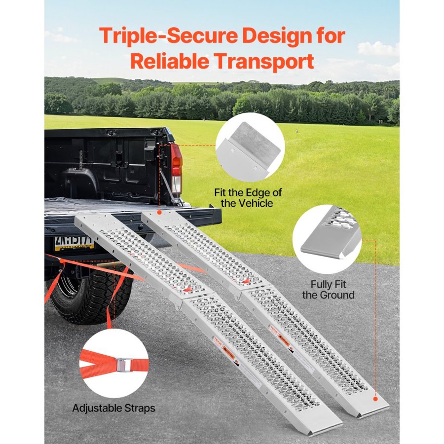 VEVOR Steel Ramps, 1000 lbs, 2Pcs Heavy-duty Ramps with Wider Ramp Surface, Universal Stable Loading Ramp with Handles, Fit for ATV, UTV, Motorcycle, Electric Bicycle, etc.