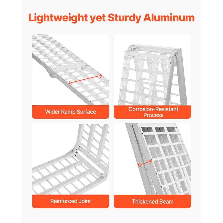 VEVOR Aluminum Ramps, 2000 lbs, 2Pcs Heavy-duty Ramps with Wider Ramp Surface, Universal Stable Loading Ramp with Handles, Fit for ATV, UTV, Motorcycle, Electric Bicycle, etc.