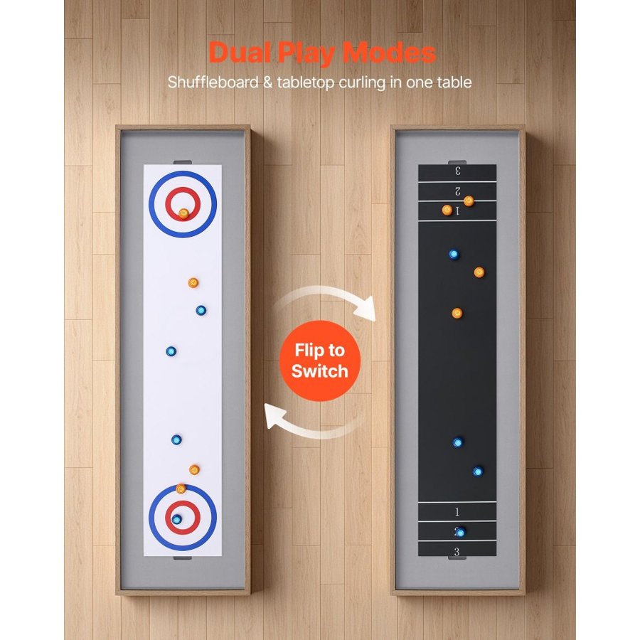 VEVOR Home Shuffleboard Table – 2.1 m, 2-in-1 Curling Combo