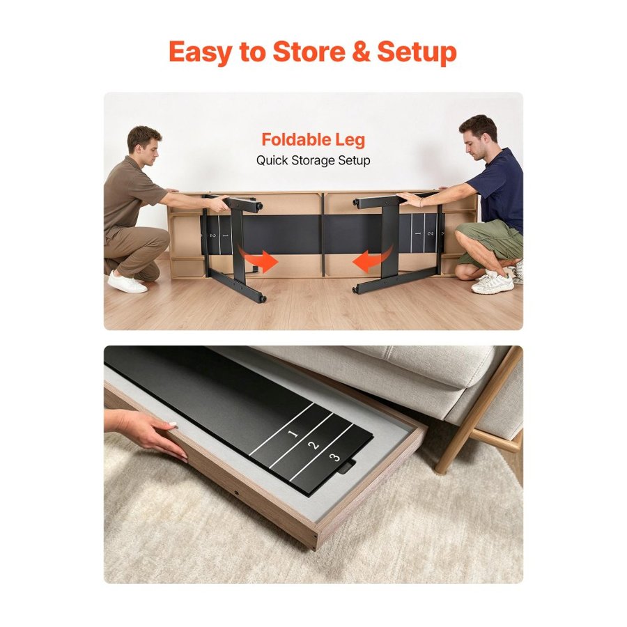 VEVOR Home Shuffleboard Table – 2.1 m, 2-in-1 Curling Combo