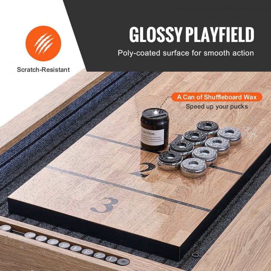 VEVOR 274.3 cm Shuffleboard Table 2 in 1 Shuffleboard and Bowling Combo Game Set