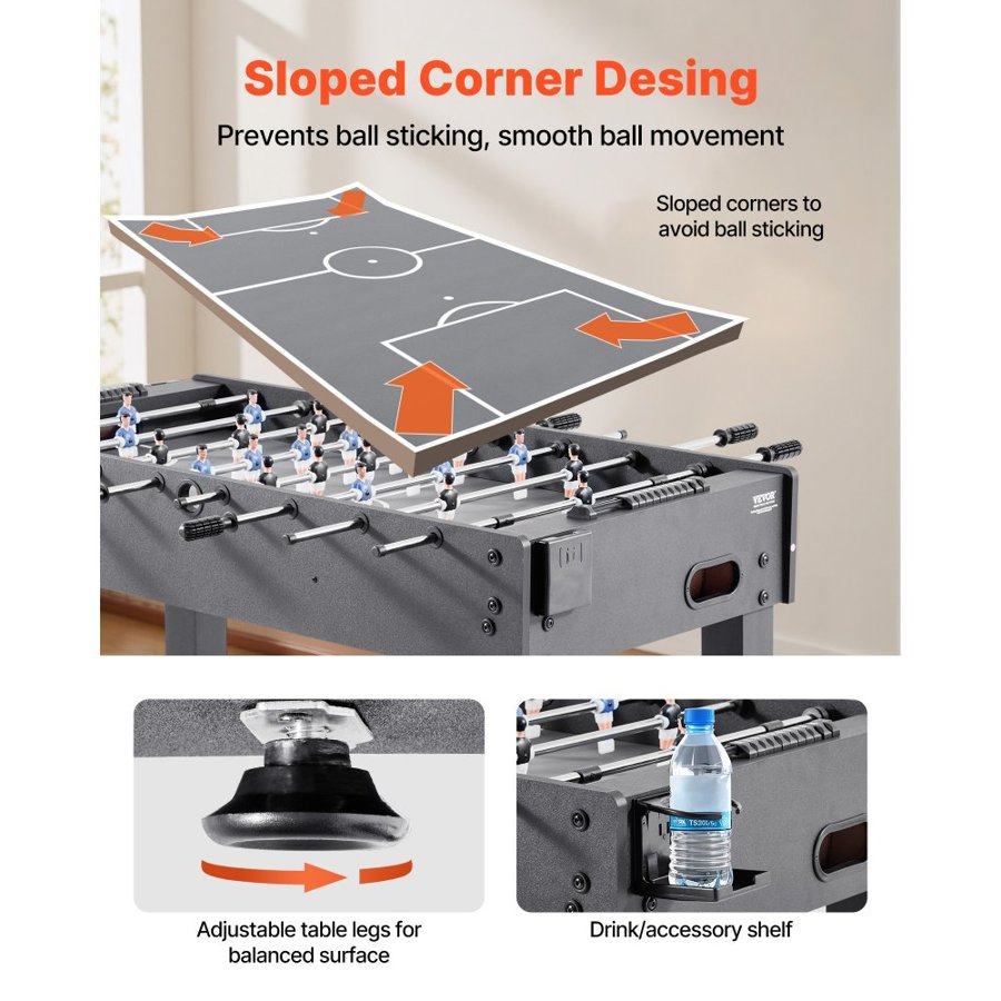 VEVOR 48 Inch Foosball Table – 22 Players, 2 Footballs