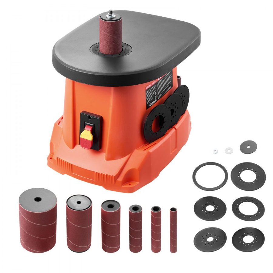 VEVOR Oscillating Spindle Sander, 2000RPM Benchtop Spindle Sander with 6 Sleeves (12.7–76.2 mm), 16mm Stroke & 397 x 295 mm Cast Iron Table for Furniture Finishing, Crafts Sanding, DIY Woodworking