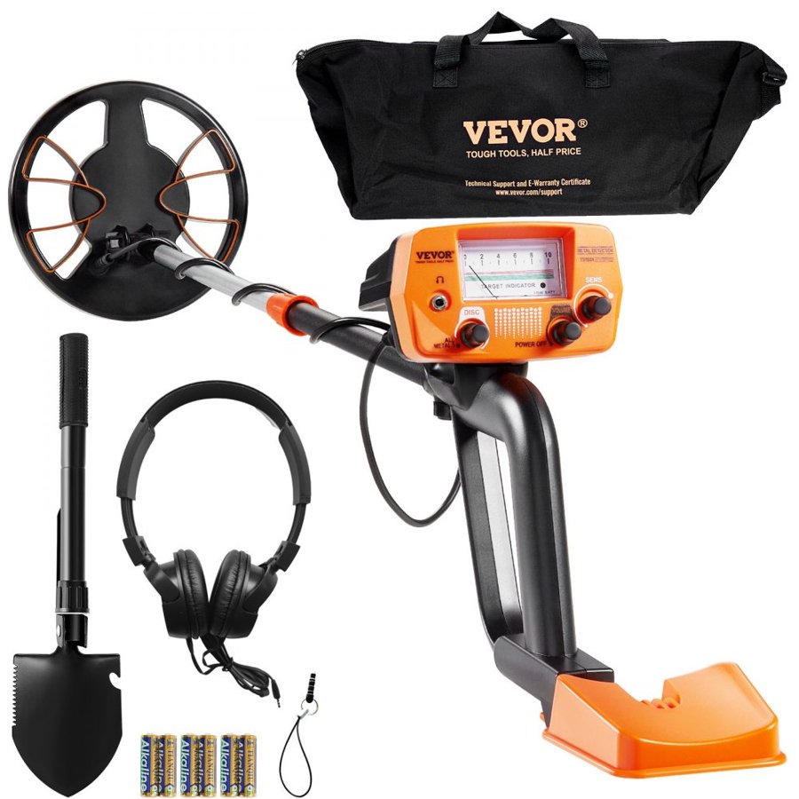 VEVOR Metal Detector for Adults & Kids, 20.3 cm Waterproof Search Coil with High Accuracy Pointer Display, Adjustable 96.5 cm - 124.5 cm Gold Detector, Lightweight Aluminum Stem for Detecting Gold Treasure