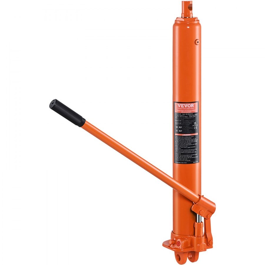 VEVOR Hydraulic Long Ram Jack, 3 Ton Engine Hoist Cylinder with Single Piston Pump And Clevis Base, Hydraulic Ram Cylinder for Engine Lift Hoists, Hydraulic Garage/Shop Cranes, Mechanical, Farm