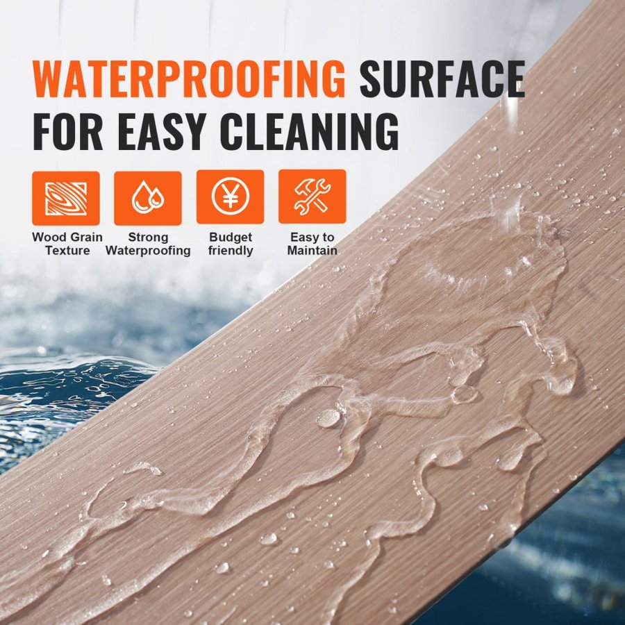 VEVOR Self Adhesive Vinyl Floor Tiles 36 x 6 inch, 36 Tiles 2.5mm Thick Peel & Stick, Natural Wood Grain DIY Flooring for Kitchen, Dining Room, Bedrooms & Bathrooms, Easy for Home Decor