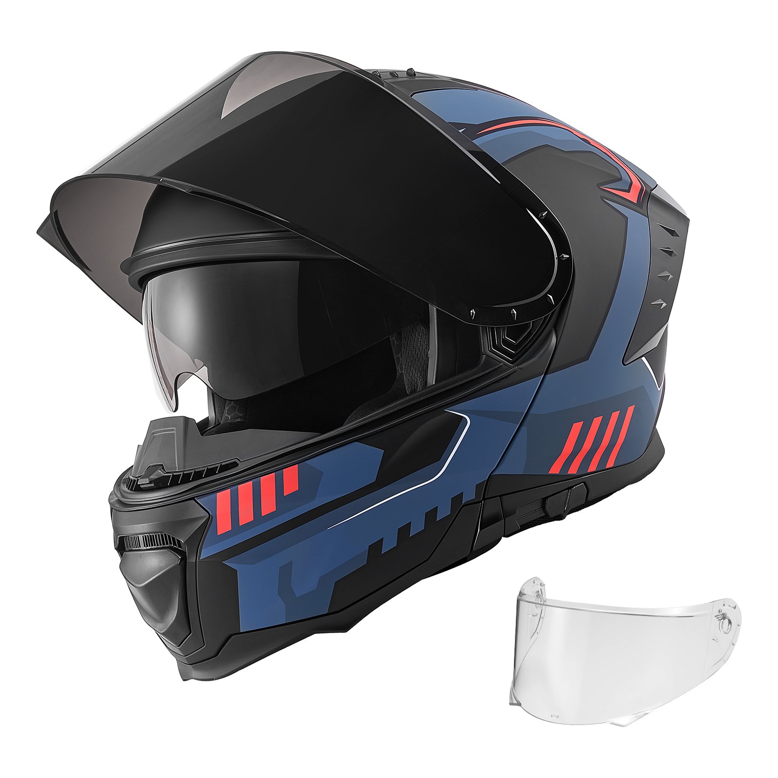 VEVOR Modular Motorcycle Helmet, Flip up Full Face Helmet with Dual Visor, Lightweight Comfortable Adult Motocross Street Bike Helmet for Men and Women - DOT & ECE Approved (M Size)