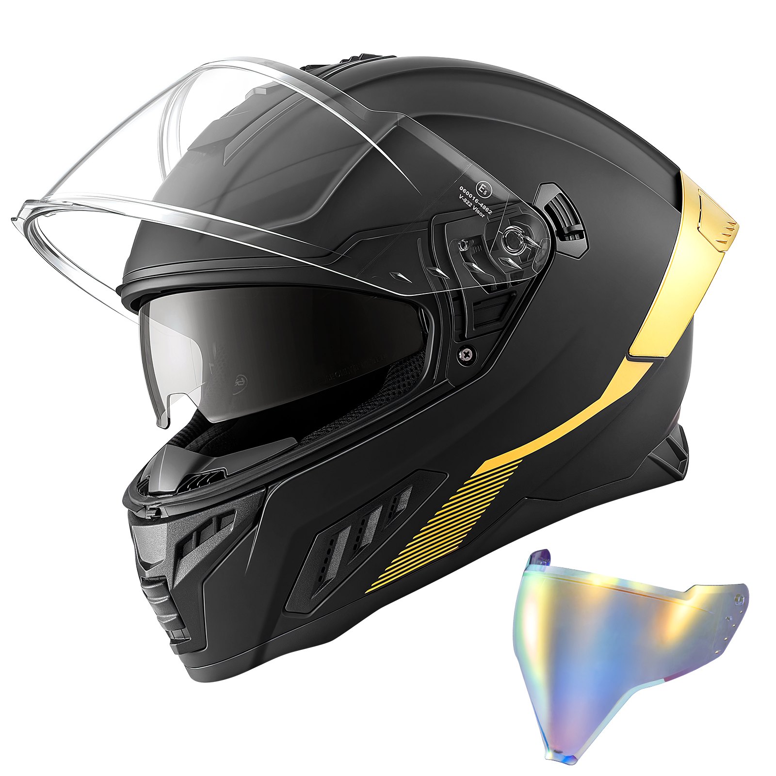 VEVOR Full Face Motorcycle Helmets, Dual-Visor Motorcycle Street Bike Helmet, Lightweight Comfortable Motocross Dirt Bike Helmet for Adults Men and Women - DOT & ECE Approved (M Size)