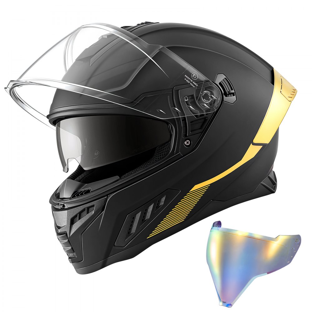 VEVOR Full Face Motorcycle Helmets, Dual-Visor Motorcycle Street Bike Helmet, Lightweight Comfortable Motocross Dirt Bike Helmet for Adults Men and Women - DOT & ECE Approved (XL Size)
